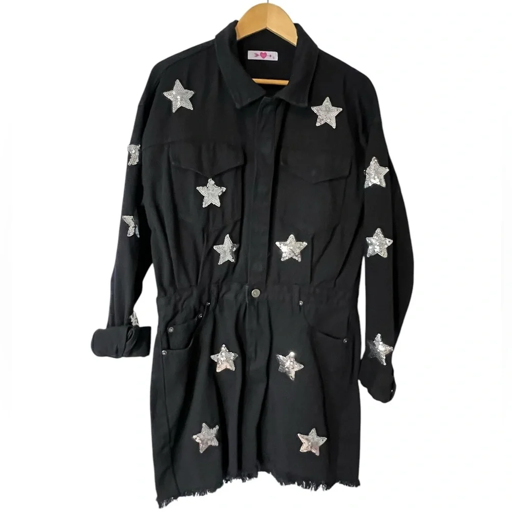 Buddy Love Black Dress with Silver Star Accents - Picture 2 of 5